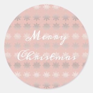 Elegant kerstsnowflake zilver roos goud ronde sticker
