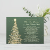 Elegant Kersttrouwfeest Groen Goud Programma (Staand voorkant)