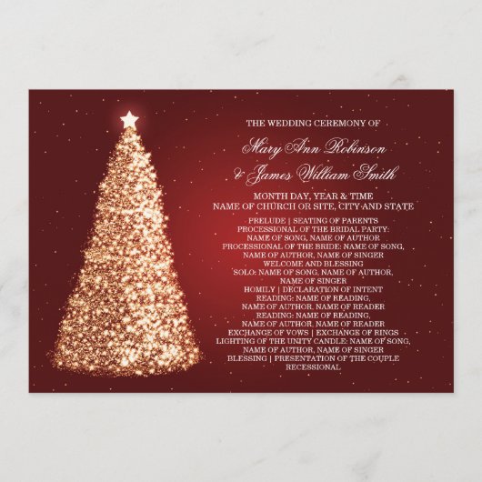 Elegant kersttrouwprogramma Gold Red Programma (Voorkant)