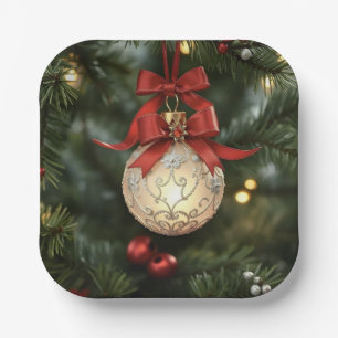 Elegant kerstversiering Collectie met rode boog Papieren Bordje