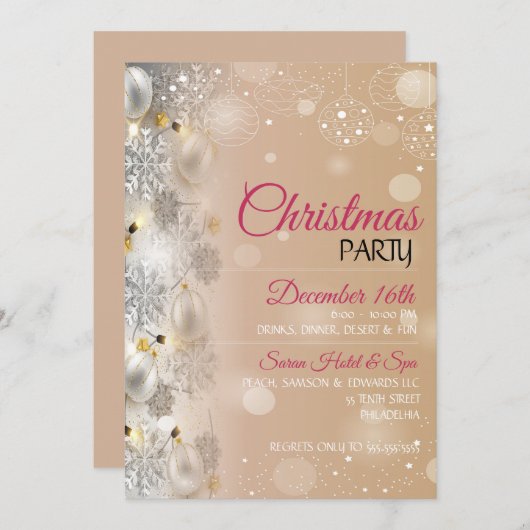 Elegant kerstversiering ontwerpfeest kaart (Voorkant / Achterkant)