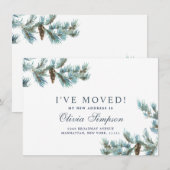 Elegant kerstWaterverf Pinecones Moving Aankondiging (Voorkant / Achterkant)