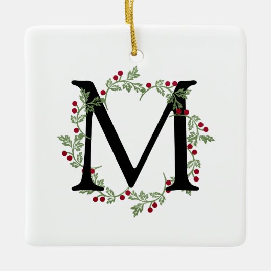 Elegant Kerstweesmonogram Keramisch Ornament (Voorkant)