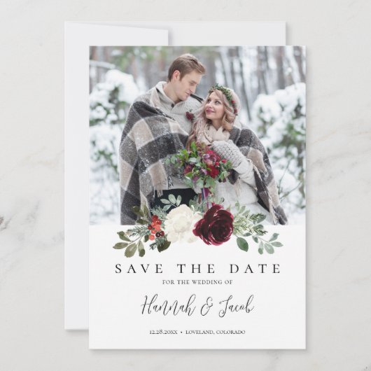 Elegant Kerstwinter Weddenschap Save The Date (Voorkant)