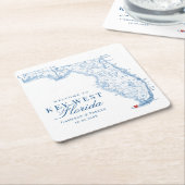 Elegant Key West Florida bruiloft Vierkante Kartonnen Onderzetter (Schuin)
