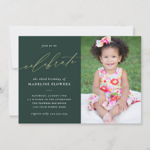 Elegant Kids Birthday Sage Green Foto Kaart