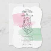Elégant King Protea Aquarelle mariage invitations (Devant)