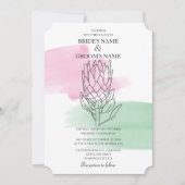 Elégant King Protea Aquarelle mariage invitations (Devant)