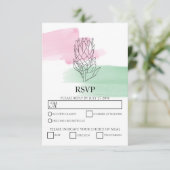 Elégant King Protea Watercolor Wedding Cartes RSVP (Debout devant)