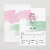 Elégant King Protea Watercolor Wedding Cartes RSVP (Devant / Derrière)
