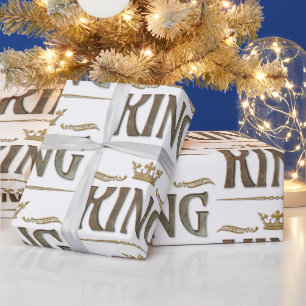 Elegant KING Royalty Lettering Crown Cadeaupapier