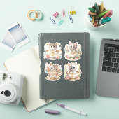 Élégant Kitten en Stickers Teacup - Design floral (Couverture iPad)