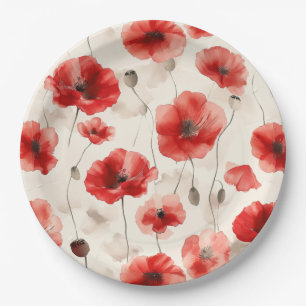 Elegant klaproos patroon servetten papieren bordje