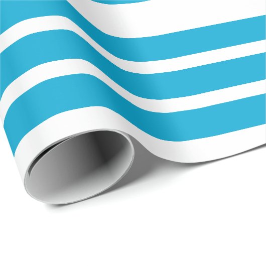 Elegant, klassiek baby blauw & witte strepen patro cadeaupapier (Rol Hoek)