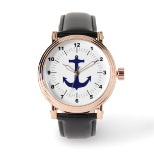 elegant klassiek blauw anker horloge