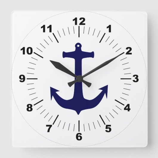 elegant klassiek Blauw anker stijlvol wit Vierkante Klok (Voorkant)