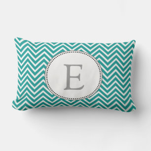 Elegant, klassiek blauwgroen en wit chevron zigzag kussen