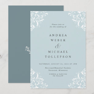 Elegant Klassiek Blauwgroen Zee weddenschap Kaart