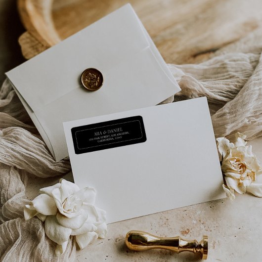 Elegant klassiek chique zwart retouradres etiket