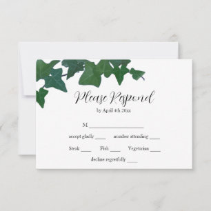 Elegant klassiek Engels Ivy kalligrafie script RSVP Kaartje