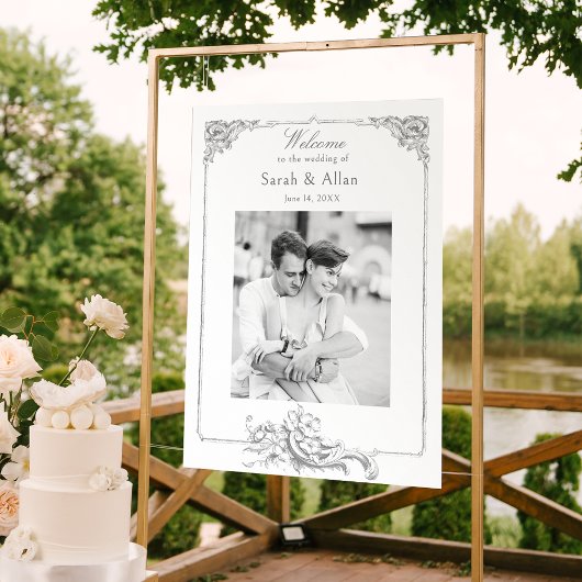 Elegant klassiek Frans rococo Bloemen Welkom Poster