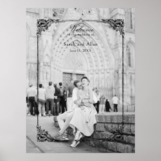 Elegant klassiek Frans rococo Bloemen Welkom Poster (Voorkant)