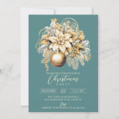 Elegant klassiek goud blauwgroen luxe kerst kaart (Voorkant)