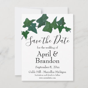 Elegant klassiek Green English Ivy script Save The Date