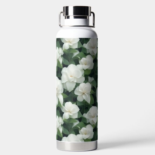 Elegant klassiek groen botanisch wit bloemwater waterfles (Achterkant)