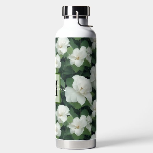 Elegant klassiek groen botanisch wit bloemwater waterfles (Links)