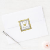 elegant klassiek liefdesmonogram, bruiloften vierkante sticker (Envelop)