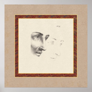 Elegant klassiek mannelijk gezicht in profiel oud poster