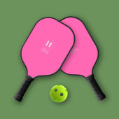 Elegant Klassiek Monogram Hot Pink Persoonlijk Pickleball Paddle