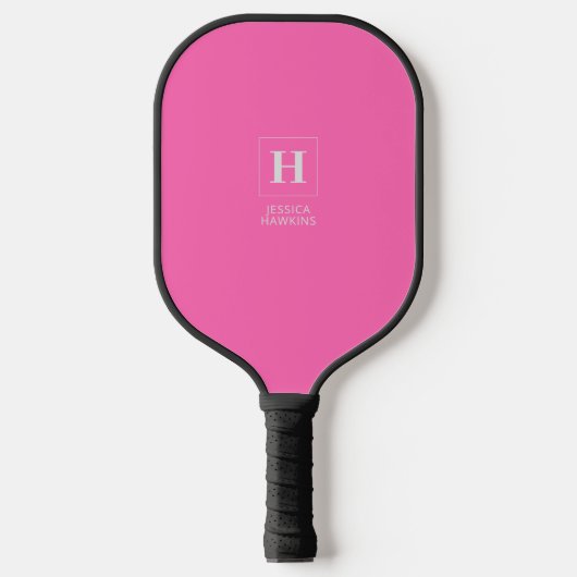Elegant Klassiek Monogram Hot Pink Persoonlijk Pickleball Paddle (Voorkant)