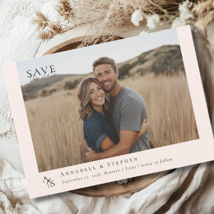 Elegant, Klassiek, Monogram, Huwelijk 1 Foto Save The Date