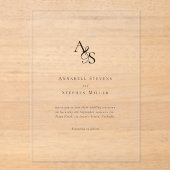 Elegant, Klassiek, Monogram, Huwelijk Acryl Uitnodigingen (Voorkant)