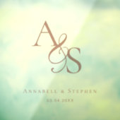 Elegant, Klassiek, Monogram, Huwelijk Raamsticker (Vel 3)