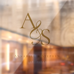Elegant, Klassiek, Monogram, Huwelijk Raamsticker