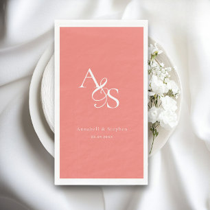 Elegant, Klassiek, Monogram, Koraal, Trouwen Servet