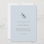 Elegant, Klassiek, Monogram, Lichtblauw, Huwelijk Kaart (Voorkant)