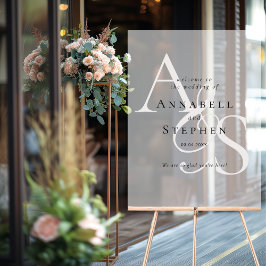 Elegant, Klassiek, Monogram, Wit, Bruiloft Acryl Bord