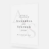 Elegant, Klassiek, Monogram, Wit, Bruiloft Acryl Bord (Hoek)