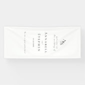 Elegant, Klassiek, Monogram, Wit, Bruiloft Spandoek (Horizontaal)