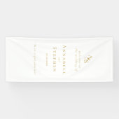 Elegant, Klassiek, Monogram, Wit, Bruiloft Spandoek (Horizontaal)