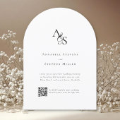 Elegant, Klassiek, Monogram, Wit, QR Code Huwelijk Kaart