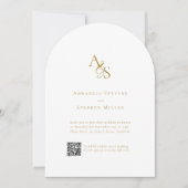 Elegant, Klassiek, Monogram, Wit, QR Code Huwelijk Kaart (Voorkant)