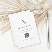 Elegant, klassiek, monogram, wit, QR-code RSVP
