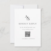 Elegant, klassiek, monogram, wit, QR-code RSVP (Voorkant)