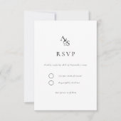 Elegant, Klassiek, Monogram, Wit, RSVP (Voorkant)