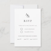 Elegant, Klassiek, Monogram, Wit, RSVP Kaartje (Voorkant)